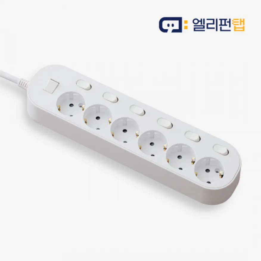 자동소화 개별 멀티탭 6구 3M All 화이트 이미지