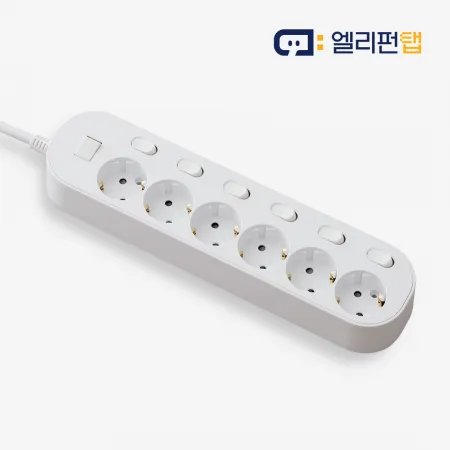 자동소화 개별 멀티탭 6구 1.5M All 화이트