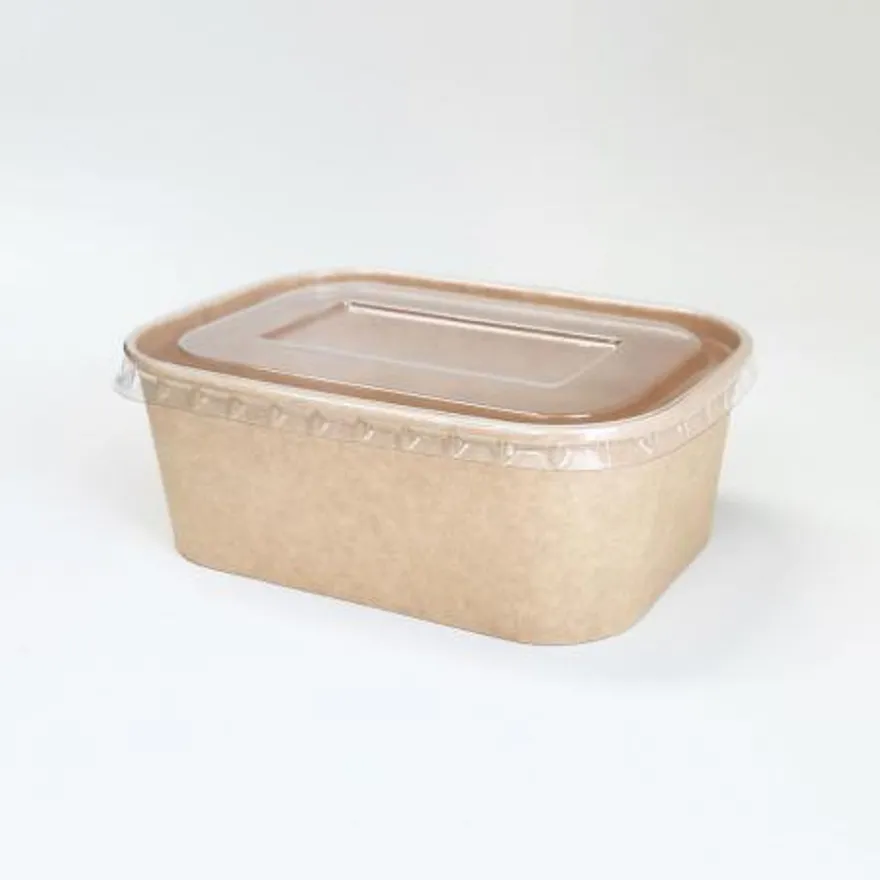 PLS-750KR 분리형 직사각 종이 용기 일회용도시락 크라프트색상 300개입 (뚜껑 별도) 이미지