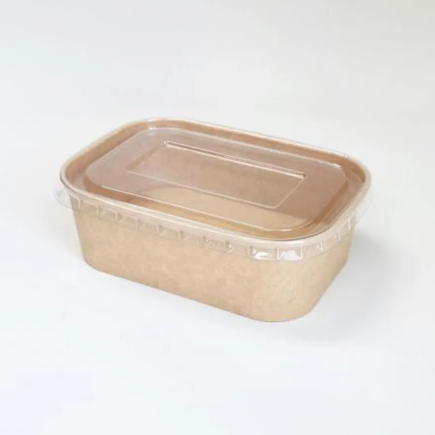 PLS-650KR 분리형 직사각 종이 용기 일회용도시락 크라프트색상 300개입 (뚜껑 별도) 이미지