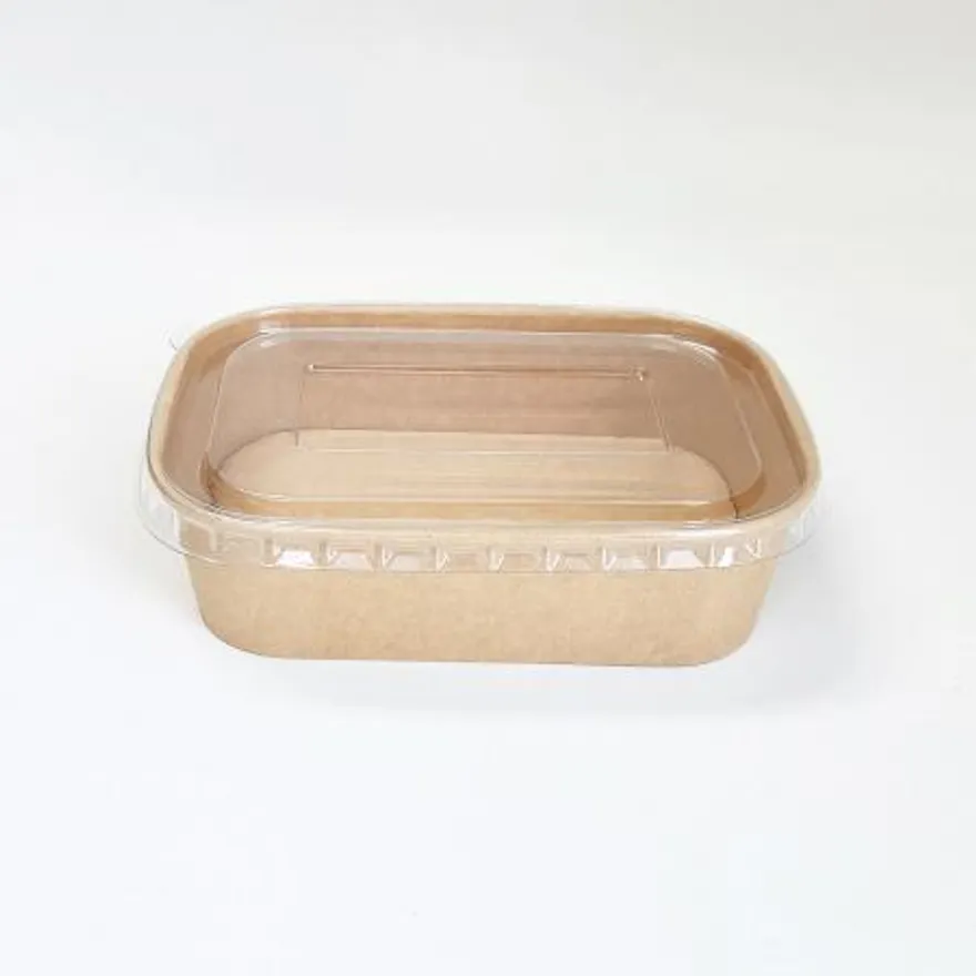 PLS-500KR 분리형 직사각 종이 용기 일회용도시락 크라프트색상 300개입 (뚜껑 별도) 이미지