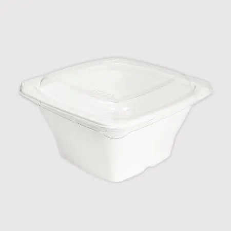 L-016 분리형 펄프 사각용기 일회용도시락 화이트 400개입 (뚜껑 별도) 이미지