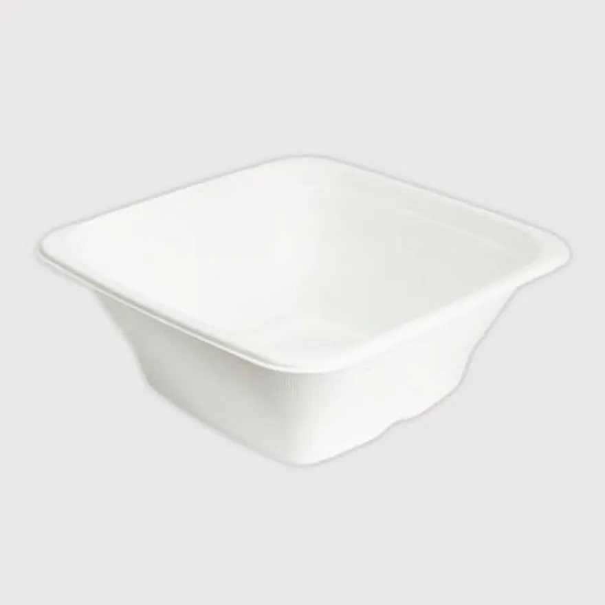 L-013 분리형 펄프 사각용기 일회용도시락 화이트 400개입 (뚜껑 별도) 이미지
