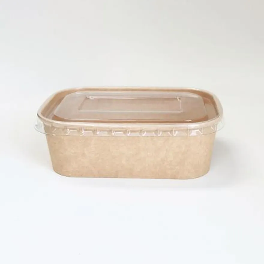 PLS-650KR 분리형 직사각 종이 용기 일회용도시락 크라프트색상 300개입 (뚜껑 별도) 이미지
