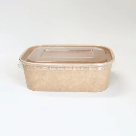 PLS-650KR 분리형 직사각 종이 용기 일회용도시락 크라프트색상 300개입 (뚜껑 별도) 이미지