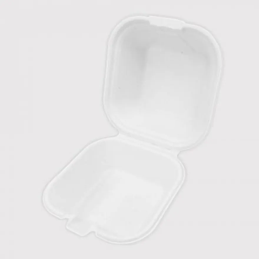 B-003mini 일체형 펄프 용기 일회용 도시락 화이트 500개입 이미지