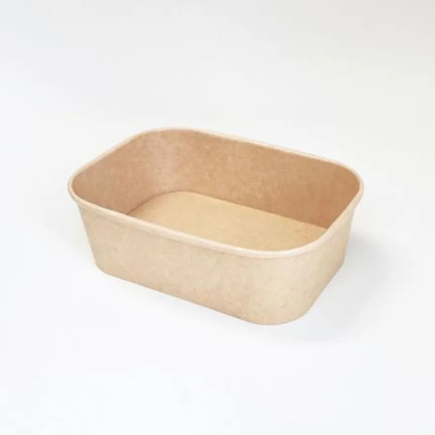 PLS-650KR 분리형 직사각 종이 용기 일회용도시락 크라프트색상 300개입 (뚜껑 별도) 이미지