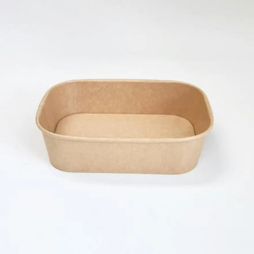 PLS-500KR 분리형 직사각 종이 용기 일회용도시락 크라프트색상 300개입 (뚜껑 별도) 이미지