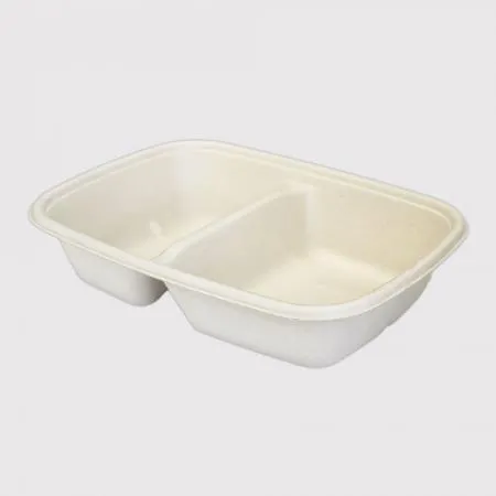CR-900-2 분리형 펄프 용기 2칸 일회용도시락 크라프트색상 300개입 (뚜껑 별도) 이미지