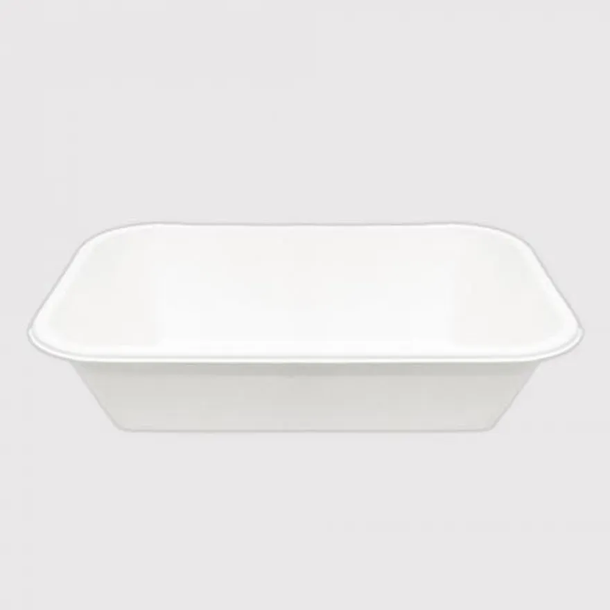 T-056 분리형 펄프 직사각용기 일회용도시락 화이트 600개입 (뚜껑 별도) 이미지