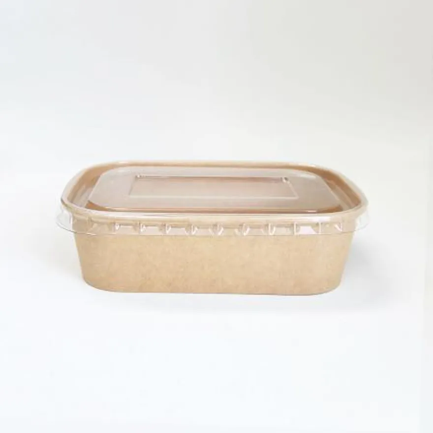 PLS-500KR 분리형 직사각 종이 용기 일회용도시락 크라프트색상 300개입 (뚜껑 별도) 이미지