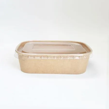 PLS-500KR 분리형 직사각 종이 용기 일회용도시락 크라프트색상 300개입 (뚜껑 별도) 이미지