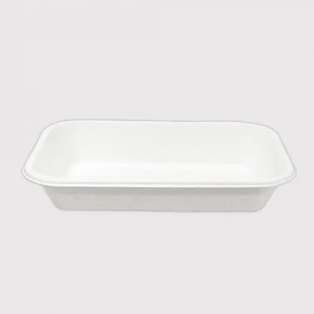 T-055 분리형 펄프 직사각용기 일회용도시락 화이트 600개입 (뚜껑 별도) 이미지