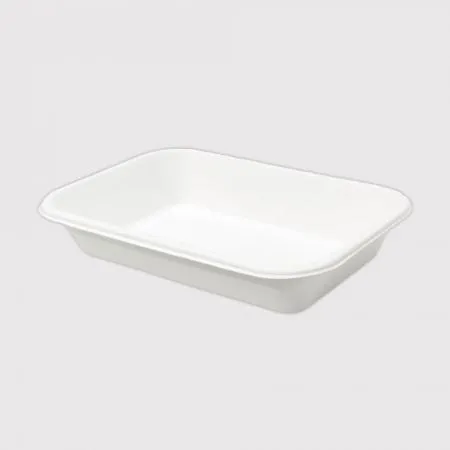 T-055 분리형 펄프 직사각용기 일회용도시락 화이트 600개입 (뚜껑 별도)
