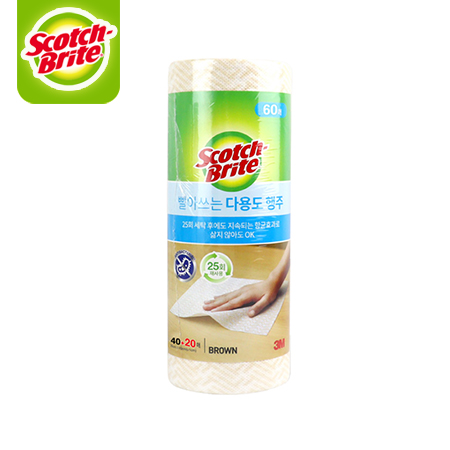 3M 빨아쓰는 다용도 행주 브라운(40+20매) 1개