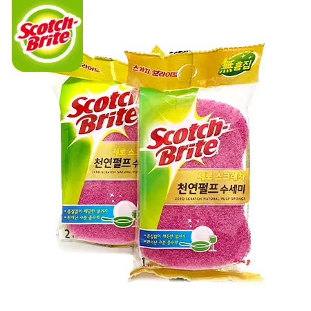 3M 제로 스크래치 천연펄프 수세미 (2+1입) 1개