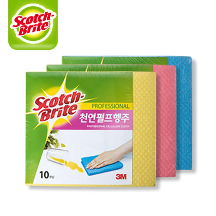 3M 천연펄프 행주(노랑/파랑/핑크 랜덤발송) 10입 1개 이미지