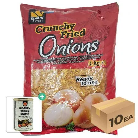 1박스) 킹스하베스트 크리스피어니언 튀긴양파토핑 후레이크 1kg x 10개입 [사은품 증정]