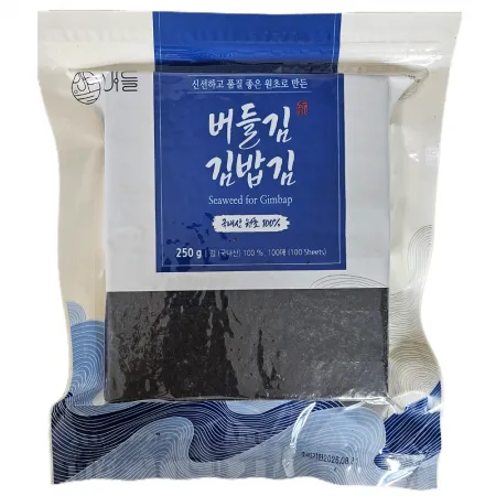 [버들김] 단단하게 잘 말리는 김밥김 생김 (지퍼백 포장) 100매, 1봉