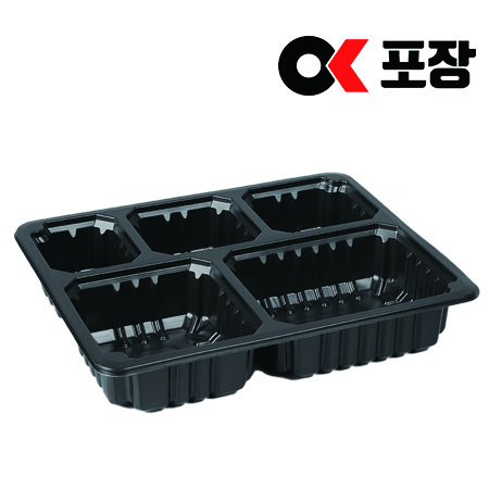 큐담 23194-5A 5칸실링용기 반찬그릇 검정 600개