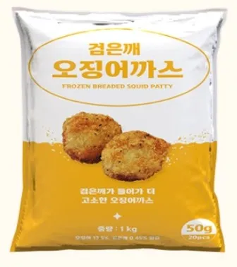 검은깨오징어까스 1kg(50g*20pc)_튀김 커틀렛 카츠 급식 대용량 아쿠아링크