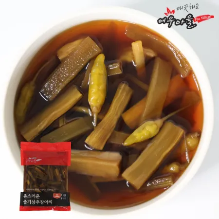 [여우마을] 국내제조 촌스러운 줄기상추 장아찌 간장궁채 1kg 묶음