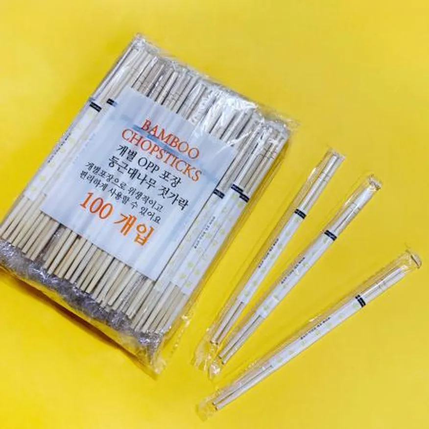 둥근 대나무 젓가락 20cm OPP 개별 포장 피크닉 3000개 이미지