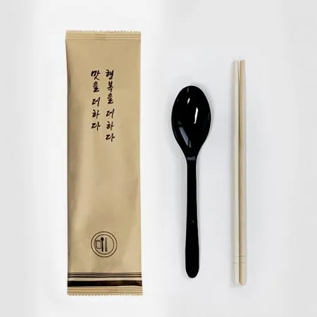 2종 숟가락 젓가락 세트 (크라프트 맛을 더하다) 검정 500개