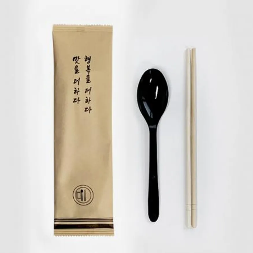 2종 숟가락 젓가락 세트 (크라프트 맛을 더하다) 검정 500개 이미지