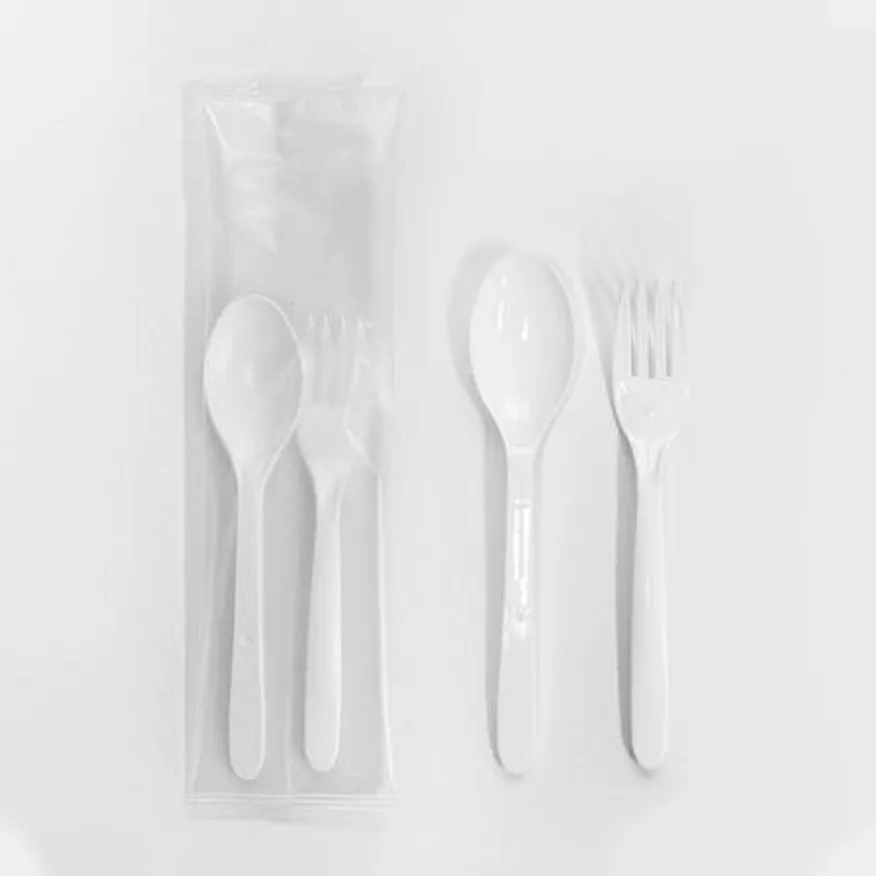 2종 숟가락 포크 세트 (반투명 무지) 백색 500개 이미지