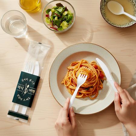 2종 포크 나이프 세트 (투명 미식여행) 백색 500개