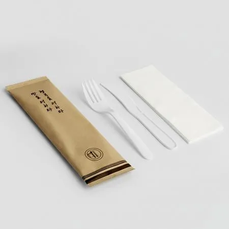 3종 포크 나이 프냅킨 세트 (크라프트 맛을 더하다) 백색 500개 이미지