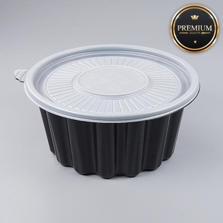 COM 195파이 일회용 냉면용기 대(흑색) 400개세트 (몸통+뚜껑)