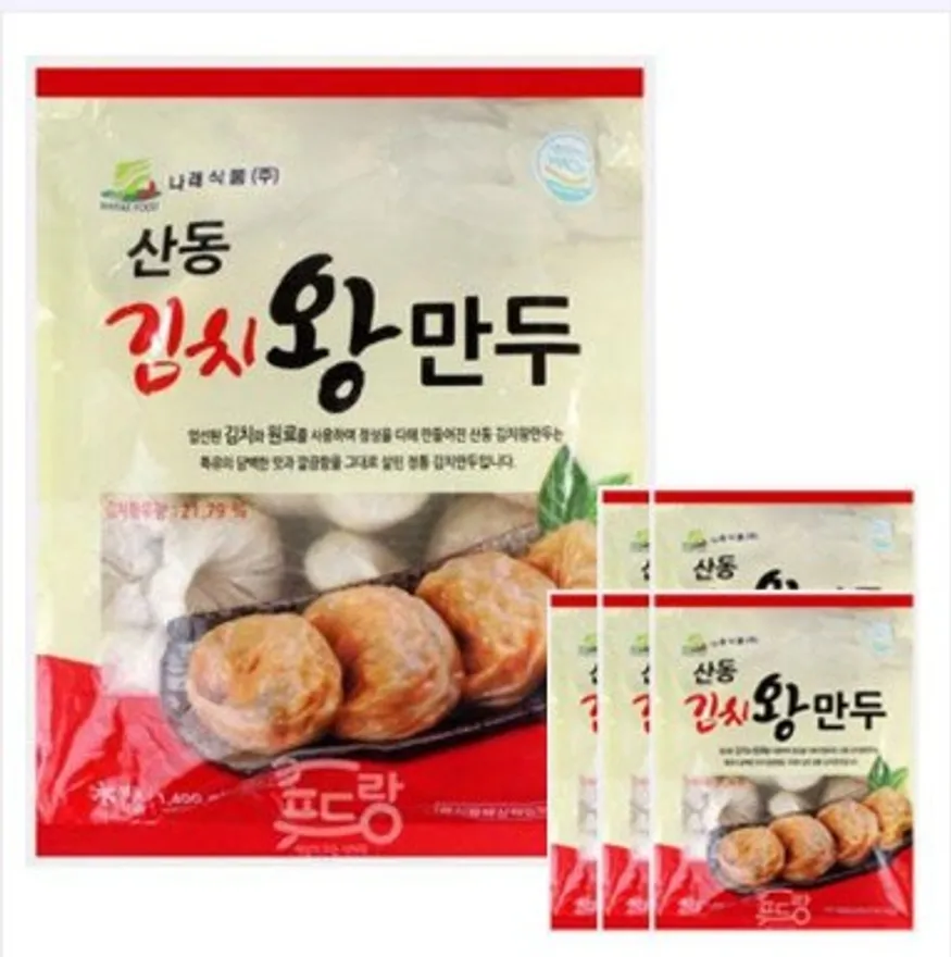 나래식품 산동 김치왕만두 1.4kg 1박스(6개) 칼칼하고 담백한 이미지