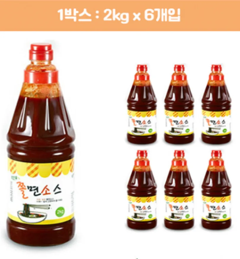 ❤️무료배송❤️ 맛찬들 백미식품 쫄면소스 업소용 쫄면장 2kg 1박스 6개입 이미지