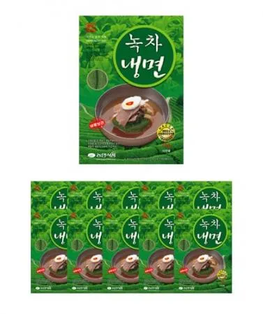 농민식품 녹차냉면 2kg 1박스 10개입 업소용 녹차냉면사리 녹차면사리