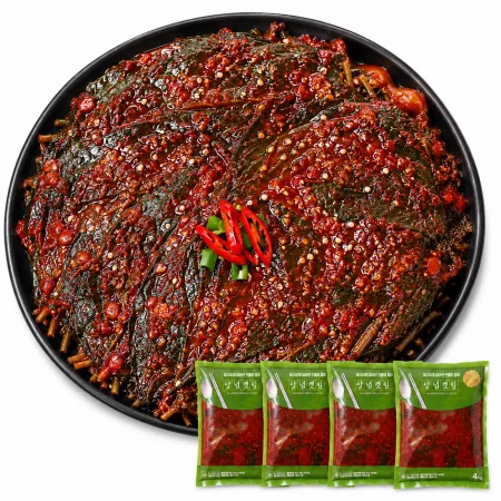 반찬 양념깻잎 4kgx4개 깻잎무침 대용량 업소용