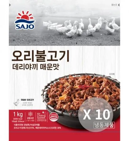 국내산 사조원 오리불고기 데리야끼 매운맛(주물럭) 1kg*10ea