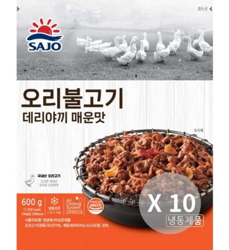 국내산 사조원 오리불고기 데리야끼 매운맛(주물럭) 600g*10ea 이미지