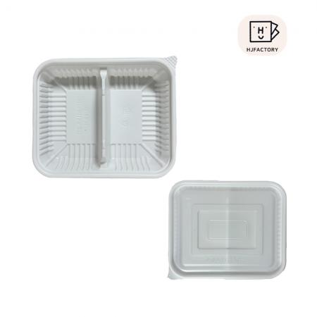 (용기+뚜껑=200세트) 23195- 2칸 소형 사각찜 백색 