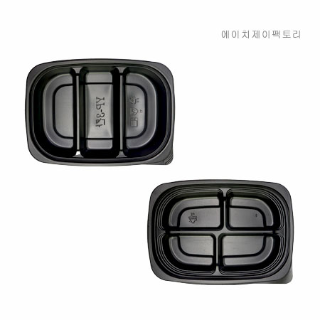 [YP]반찬용기 4칸 반투명 200세트 용기+뚜껑(합포장)