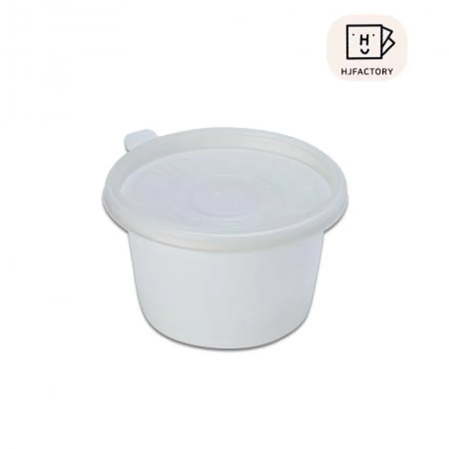 반찬 죽용기 반죽용기 PP 125파이 (대) 백색 (용기+뚜껑 600개 세트) 이미지