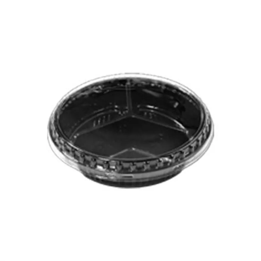 원형샐러드,찬 170Ø 용기(검정) 3칸 이미지