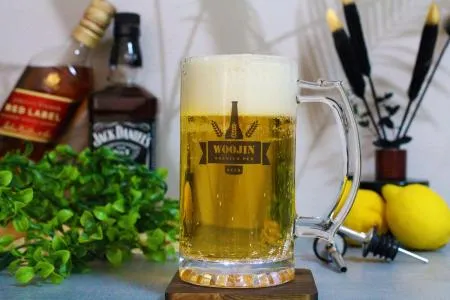 (소량인쇄가능)업소맥주유리컵 진 빅핸들 유리잔 500ml 이미지