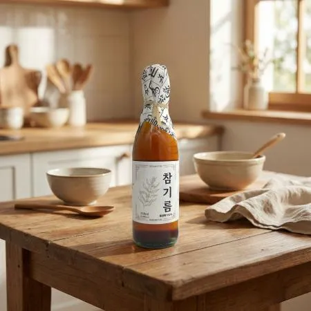 저온압착 고소한 통참깨 참기름 350ml X 2병 이미지