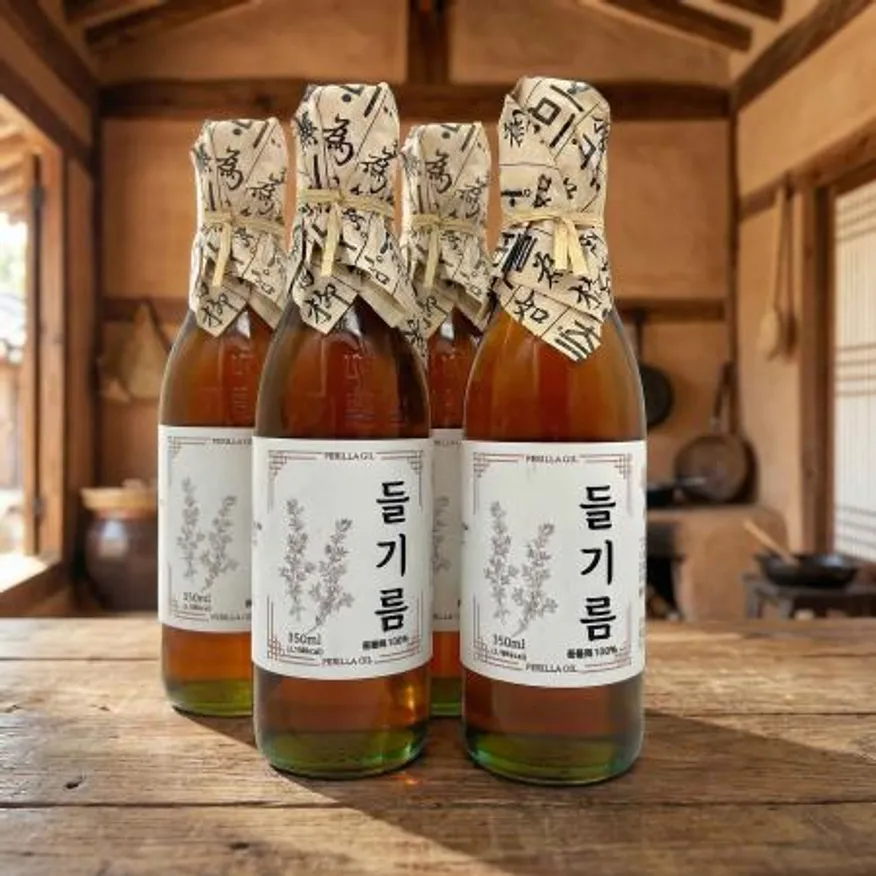 저온압착 고소한 몸에좋은 통들깨 들기름 350ml X 3병 이미지