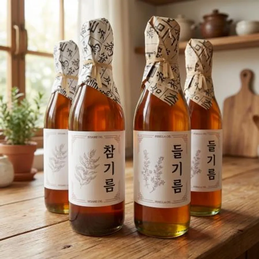 저온압착 고소한 참기름 350ml 2병 + 몸에좋은 들기름 350ml 2병 이미지