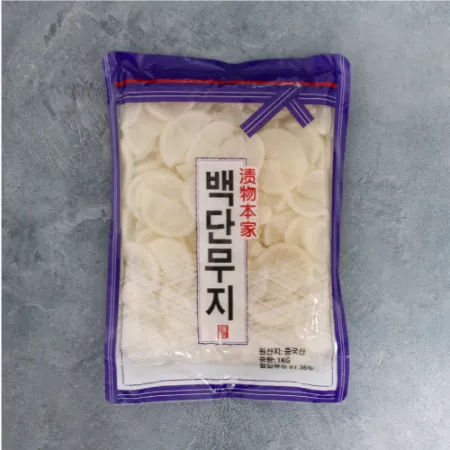 토호 백단무지 슬라이스 1kg 일식 업소용 대용량 반찬