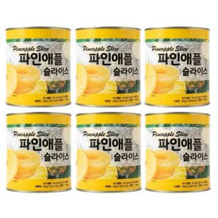 카이엔 파인애플 통조림 슬라이스 3kg x 6개/대용량 업소용 파인애플캔