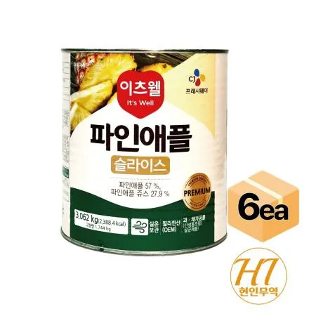 이츠웰 파인애플 슬라이스 통조림 3kg x 6개입
